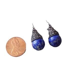 Marcasite and sterling silver pierced earrings